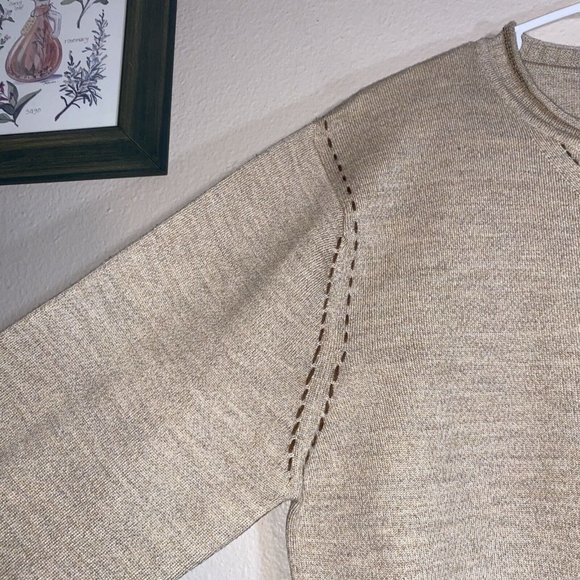 Martin Gordon Extra Fine Merino wool pullover Beige Patch Size Large Crew Neck - Picture 2 of 4